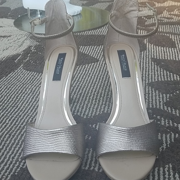 White House Black Market Shoes - White House black Market gold metallic heels
